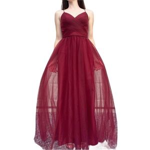 BHLDN by Anthropologie Romantic Red Tulle Black Tie Gown 6